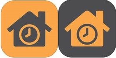 Símbolo do aplicativo Hora do Lar, tanto para o empregador quanto para o empregado. Cores: laranja e cinza.