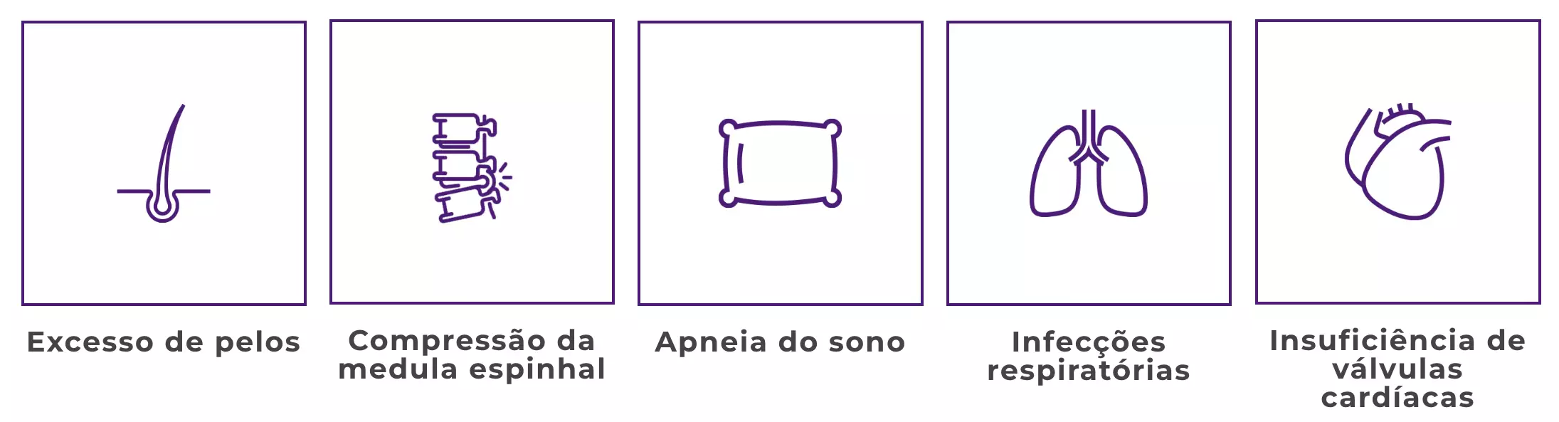 Lista de 5 sintomas de Mucopolissacaridoses (MPS) com pequeno ícone de ilustração - Just Real Moms