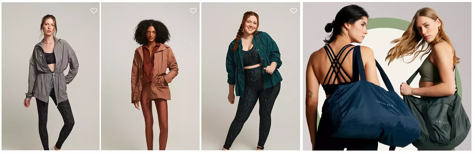 3 modelos com Parkas da Open Era e os gifts bags - Just Real Moms