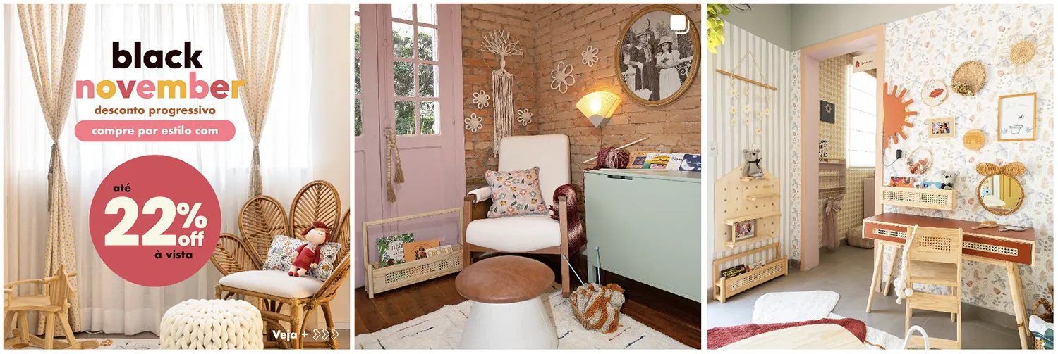 3 fotos de campanha da Muskinha, empresa de móveis de quarto infantil