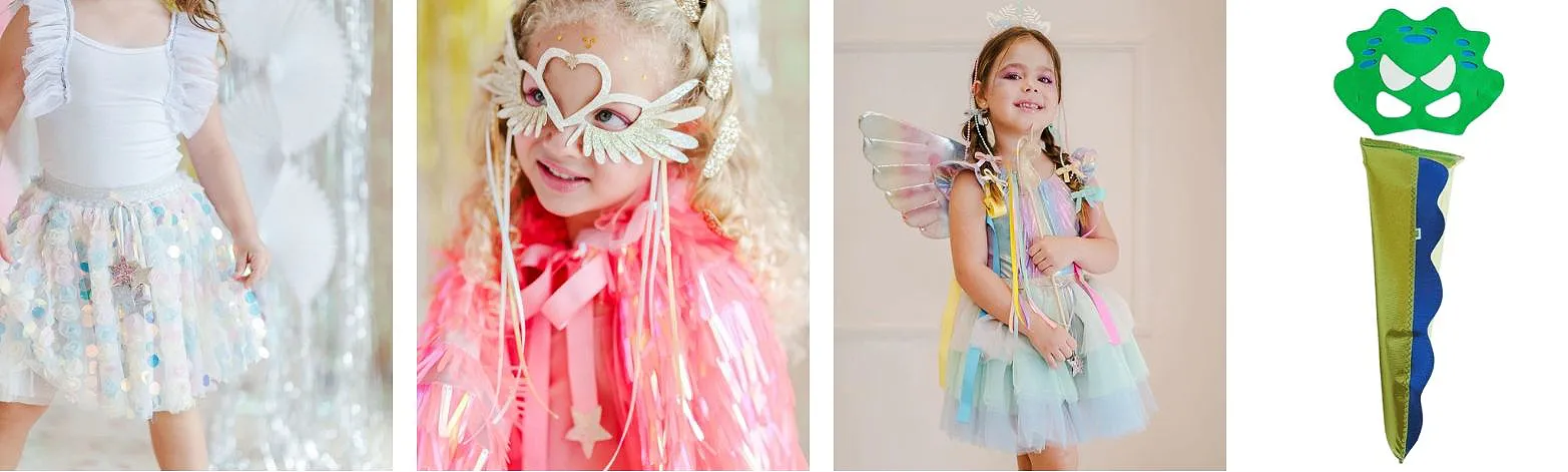 Quatro fotos de fantasias da Cookie Pijamas para o Carnaval 2025