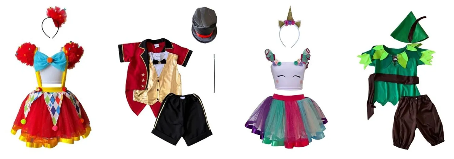 Quatro fotos de fantasias da Fanfarrinha para o Carnaval 2025