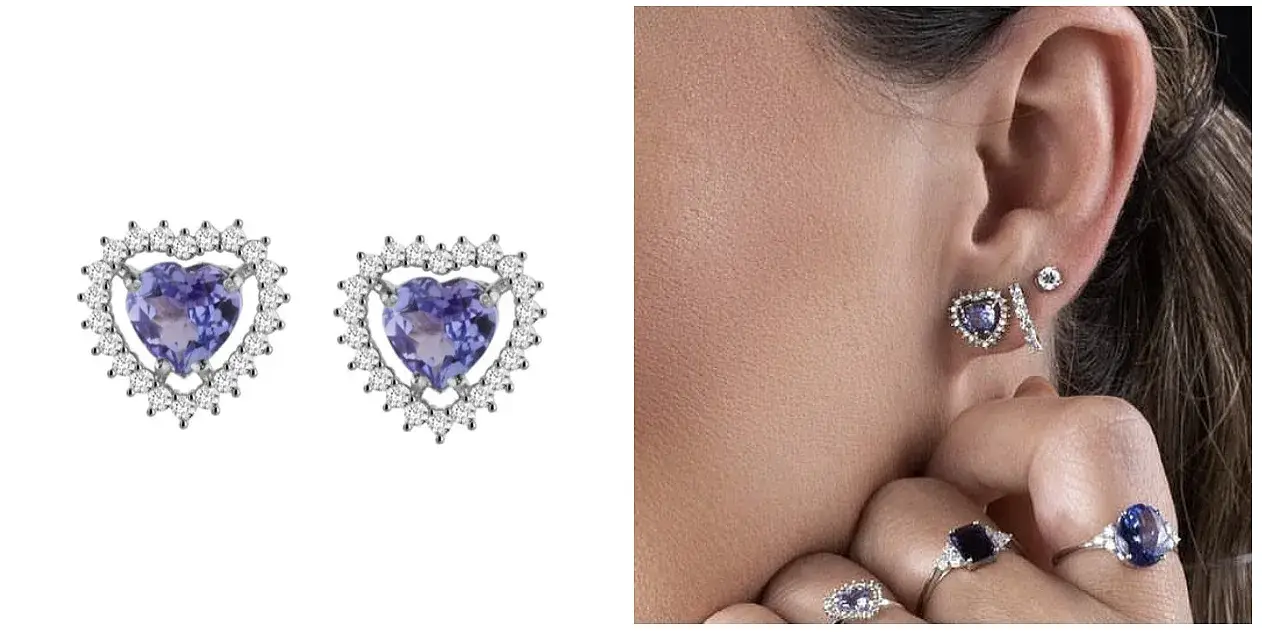 Brinco de brilhante e pedra preciosa para adulto da Violette Joias