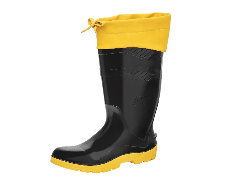 Bota de PVC Cano Longo com Polaina e Solado Amarelo