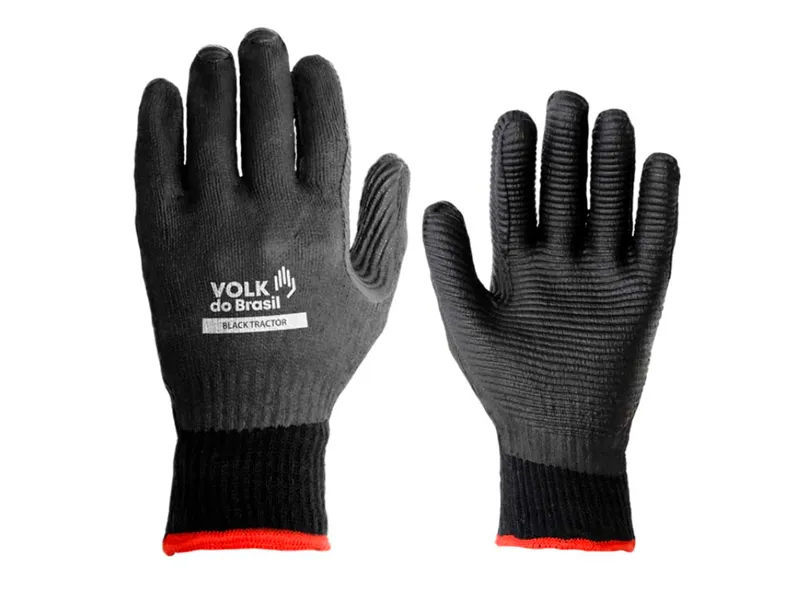 Luva Black Tractor em Algodão Tricotada com Borracha Vulcanizada